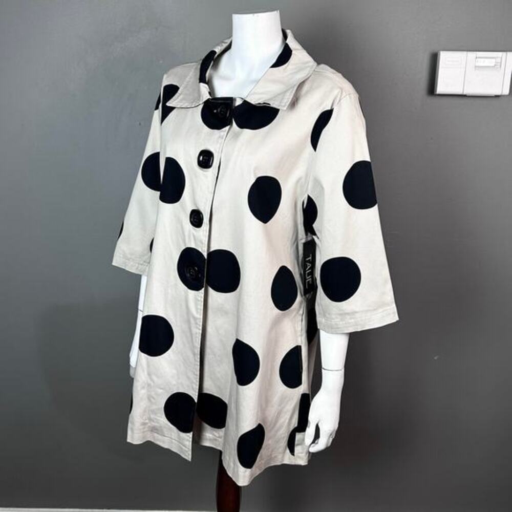 Talie jacket large NWT trench spring cotton polka dot lightweight neutrals‎